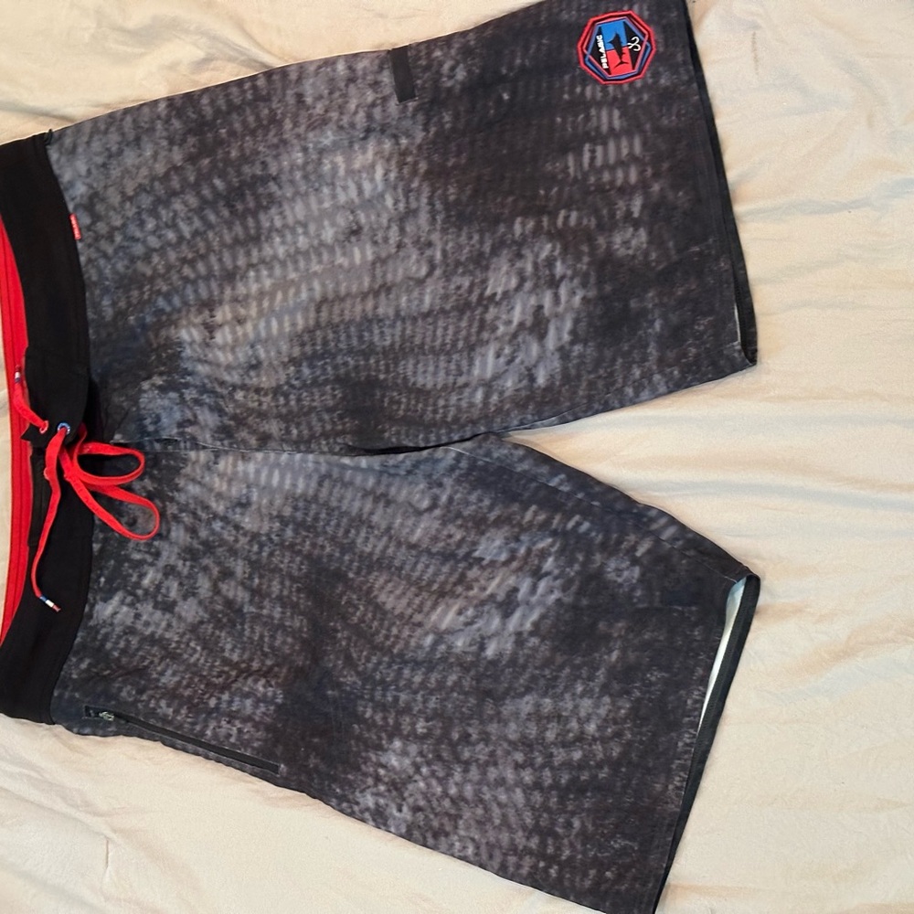 Stylish Black and Red Board Shorts